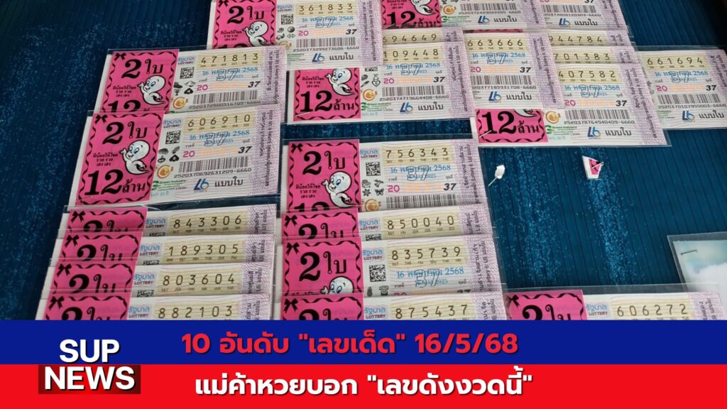 ลอตเตอรี่และหวยงวดวันที่ 16 พฤษภาคม 2568 เลขเด็ดขายดี