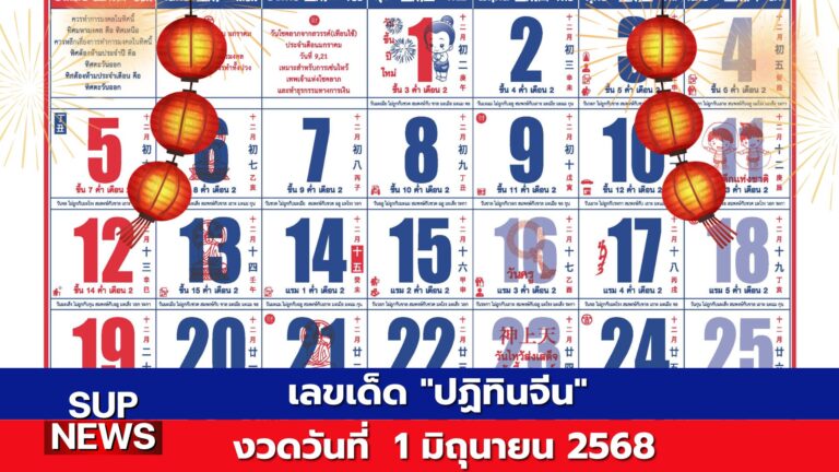 เลขเด็ดจากปฏิทินจีน งวด 1/6/68 เลขเด่นงวดนี้ พร้อมแนวทางหวย